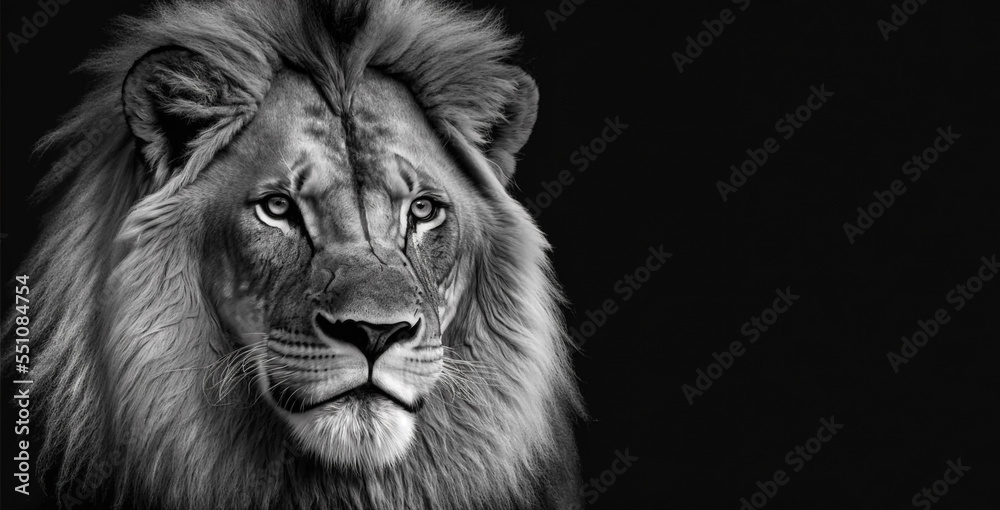 Lion king , Portrait on black background, Wildlife animal
