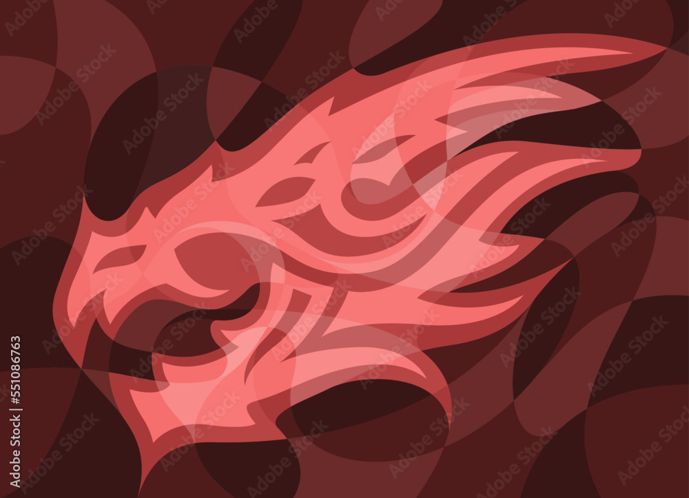 Vector art with red decorative dragon head Vector art with red decorative dragon head
