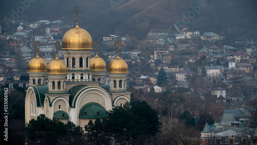 large Orthodox church in the background of the city