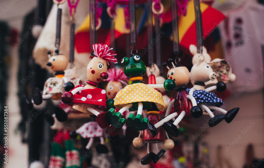 small wooden toys at the christmas market