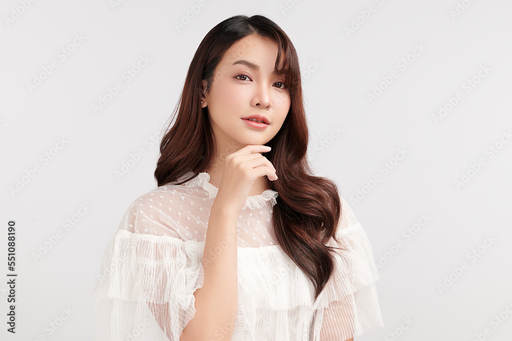 Beautiful young asian woman with clean fresh skin on white background, Face care, Facial treatment, Cosmetology, beauty and spa, Asian women portrait. Beautiful young asian woman with clean fresh skin on white background, Face care, Facial treatment, Cosmetology, beauty and spa, Asian women portrait.