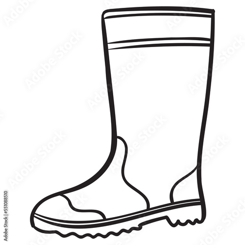 rubber boots isolated on white. vector illustration. monochrome