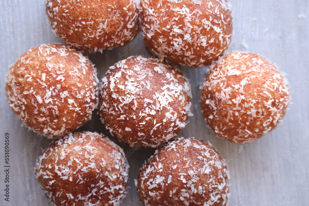 Cape Malay bollas. Bollas or drop donuts is a snack or dessert traditional to South Africa. 