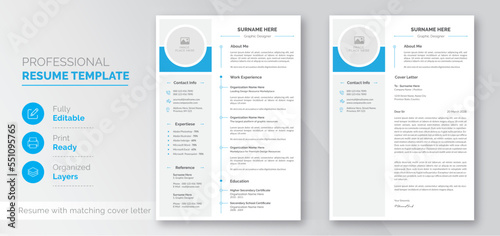 Resume and Cover Letter Layout | Professional Resume Template | Easy To Customize