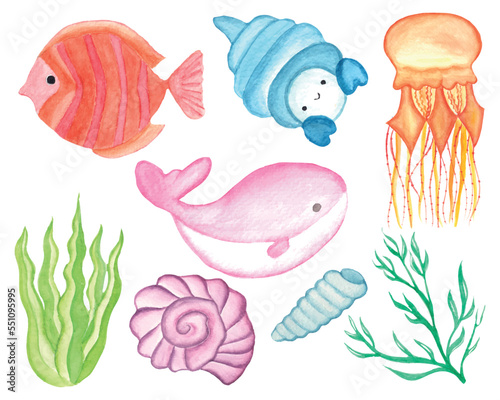 Watercolor Under The Sea Clipart Set