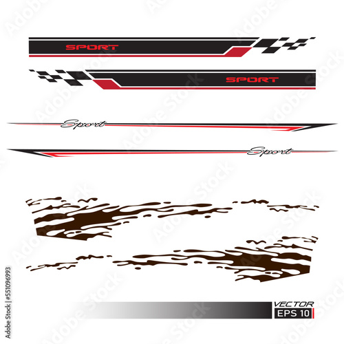 Side car body vector stripes decal. Vehicle vector Decal Stripes for the both parts, Racing Rally Stripes, Auto Racing Stripes Stickers