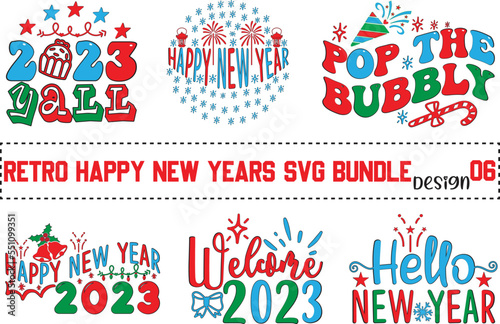 Retro Happy new years SVG Bundle