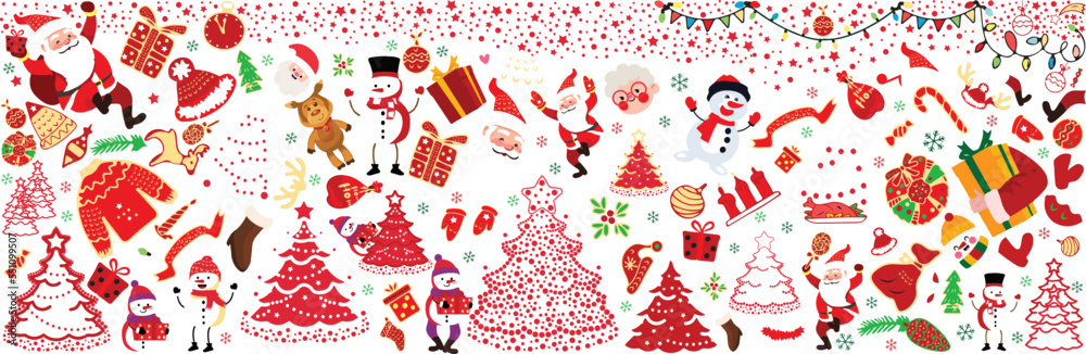 Christmas decoration and Christmas element. Transparent background. Gift Boxes and many others.