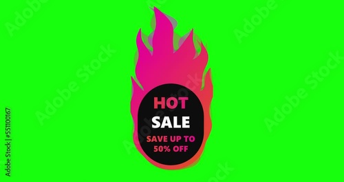 Hot sale animation banner with green screen. Video footage for assets.