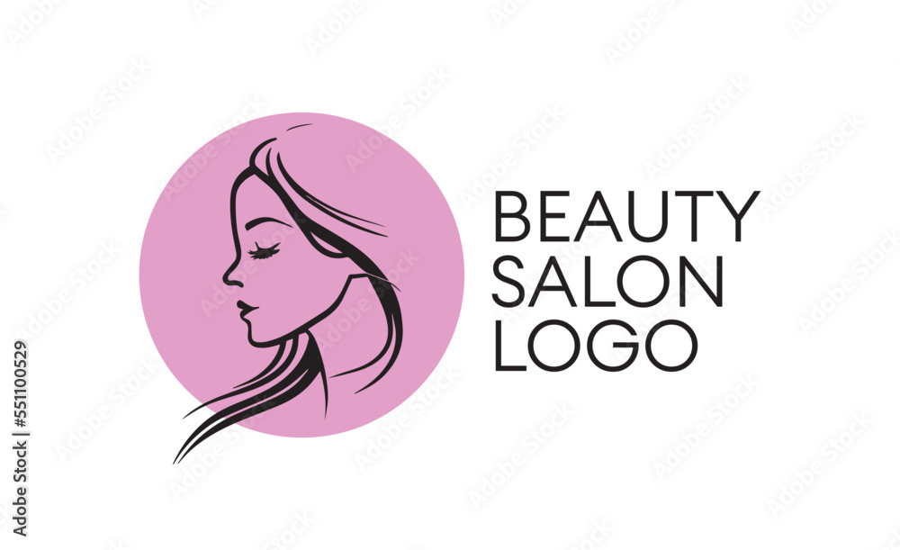 Beautiful woman vector logo template for hair salon. Beauty salon logo