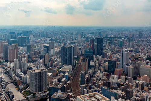 Aerial view of Minato City, Tokyo, Japan