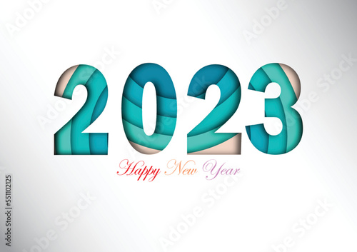 2023 happy new year.Paper cut 2023 word for new year festival.card,happy,Vector concept luxury designs and new year celebration.