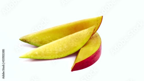 sliced mango isolated on white background