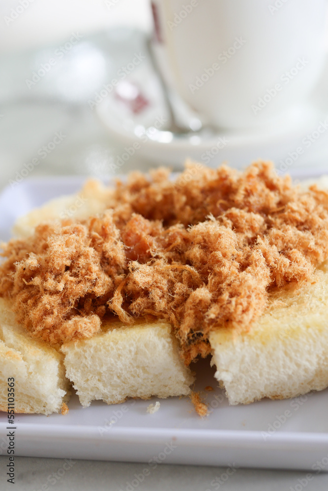 Flossed pork bread on a plate Flossed pork bread on a plate