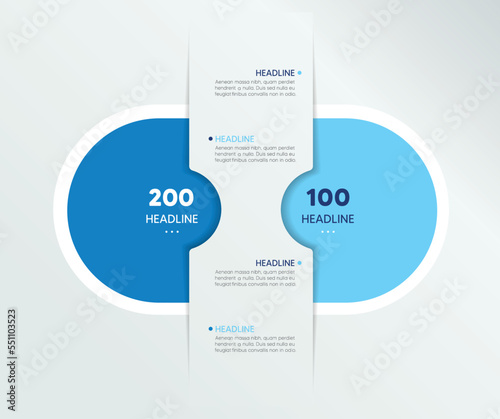 Infographic vector option banner with 2 steps. Color spheres, balls, bubbles. Infographic template.