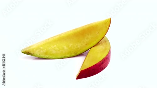 sliced mango isolated on white background