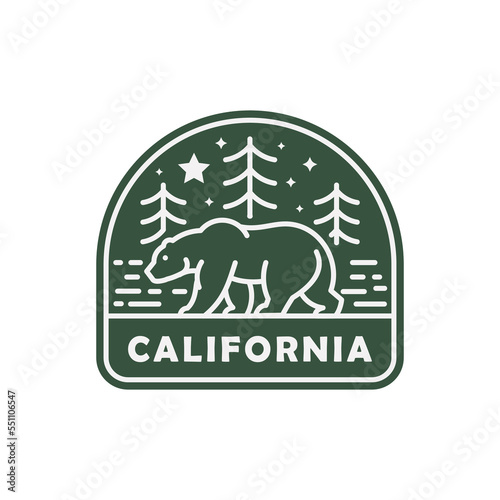 California grizzly bear Monoline Emblem Illustration Design