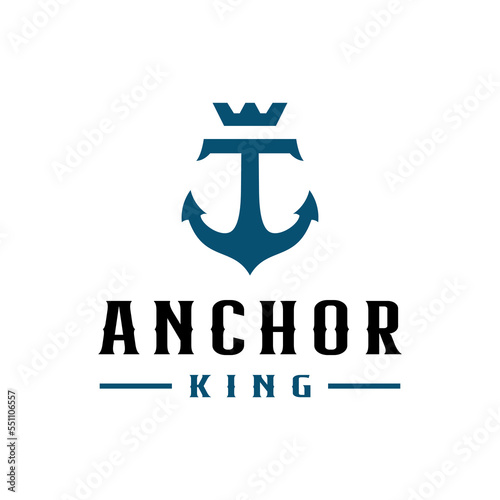 Anchor with Crown King Symbol Logo Design