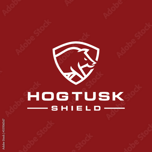 Hog Tusk with Shield Symbol Logo Design