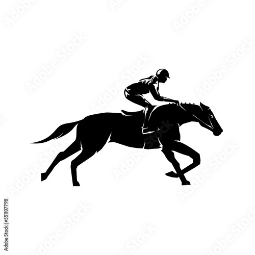 horse silhouette, Horse racing, Horses with jockeys, vector graphics. isolated on white background © BLAZE