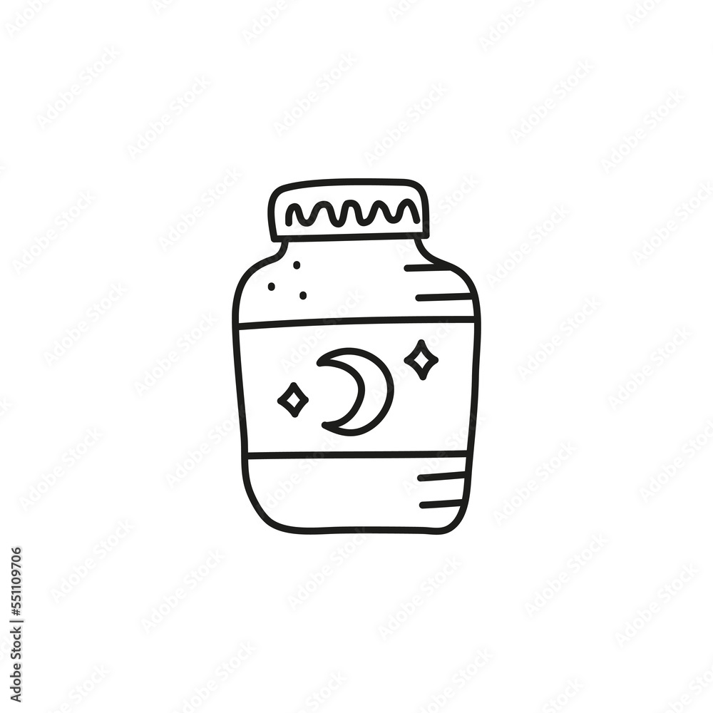Doodle sleeping pills in bottle.