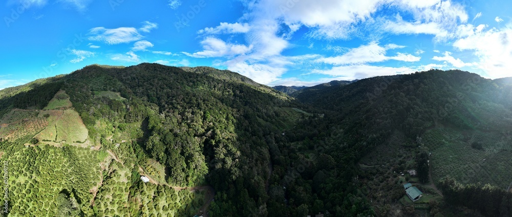 Aerial View of the Mountains of San Gerardo de Dota near the Savegre River in Costa Rica