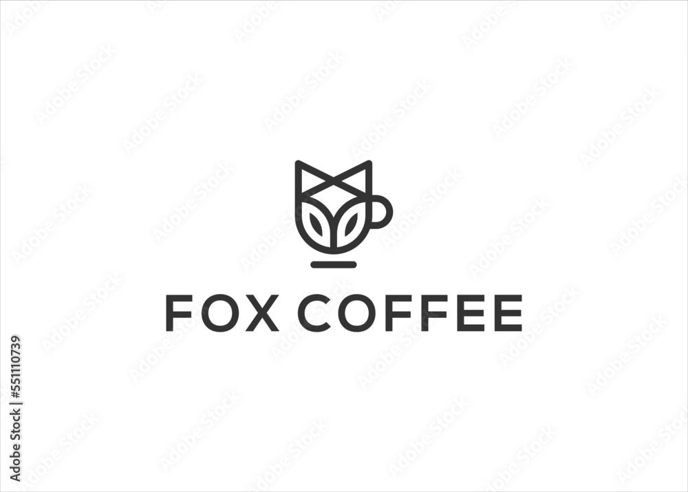 coffee fox logo flat template design coffee fox logo flat template design