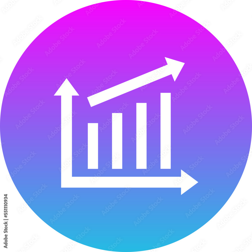 Bar Chart Gradient Circle Glyph Inverted Icon