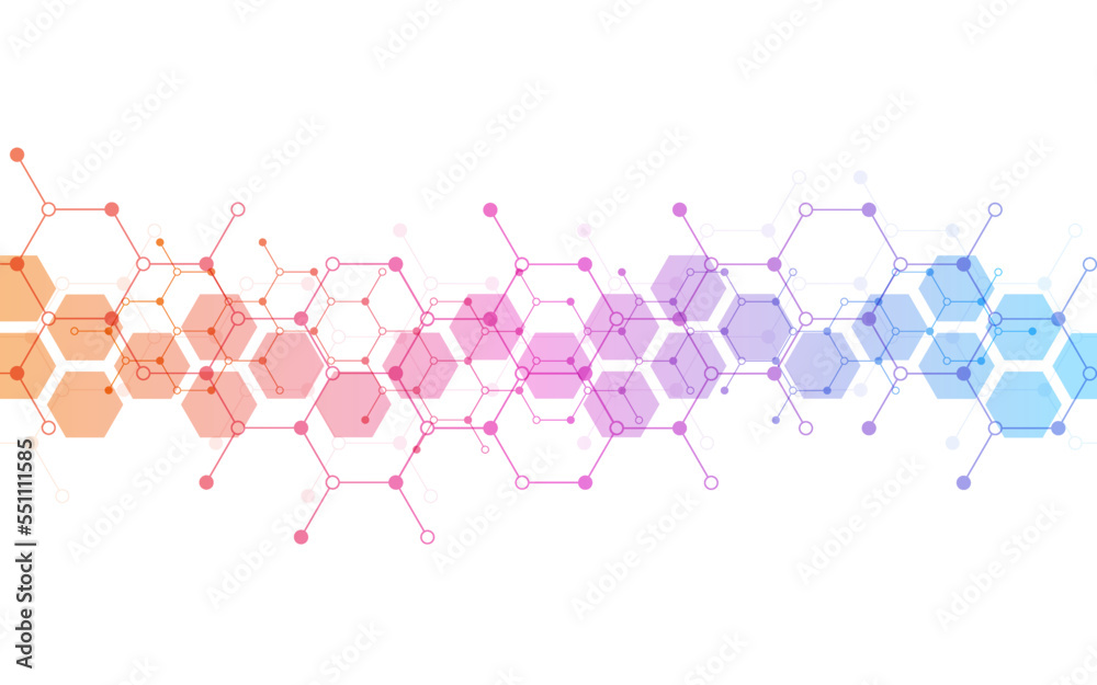 Hexagons pattern background. Genetic research, molecular structure. Chemical engineering. Concept of innovation technology. Used for design healthcare, science and medicine background Hexagons pattern background. Genetic research, molecular structure. Chemical engineering. Concept of innovation technology. Used for design healthcare, science and medicine background