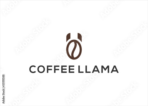 coffee llama or alpaca logo design vector