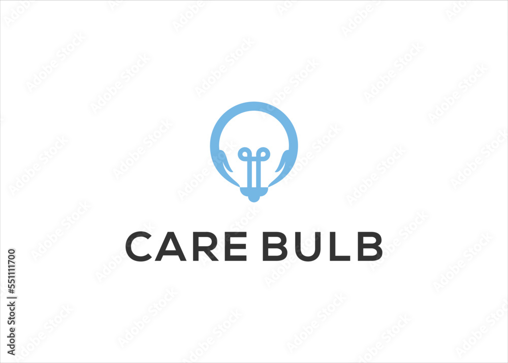 hand care bulb logo design vector hand care bulb logo design vector