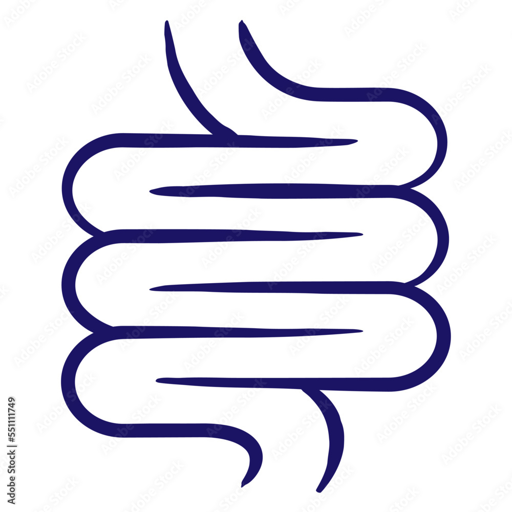 Bowel blue outline icon drawn with a brush line. Simple vector minimal ...