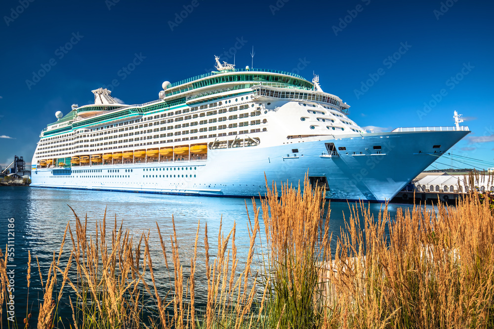 Large cruise ship on dock in Oslo
