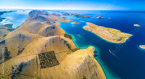 Obraz na płótnie Amazing Kornati Islands national park archipelago panoramic aerial view w salonie