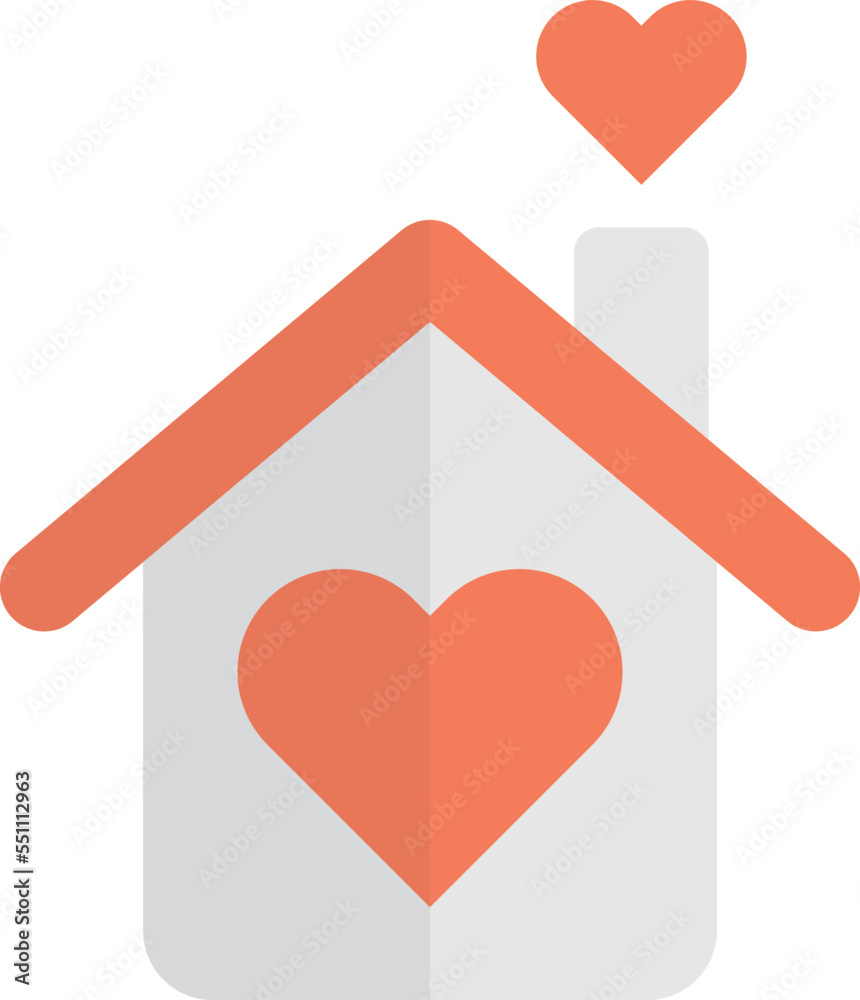 cute house and heart illustration in minimal style cute house and heart illustration in minimal style