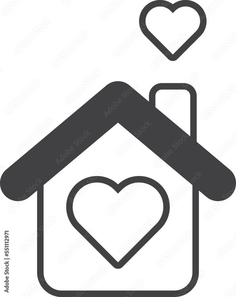 cute house and heart illustration in minimal style cute house and heart illustration in minimal style