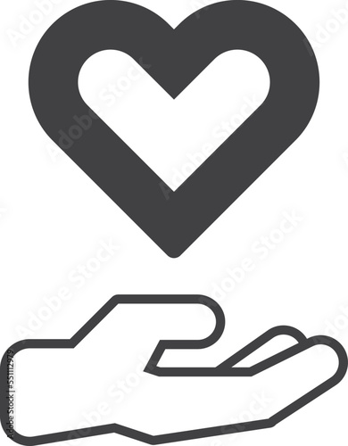 hand and heart illustration in minimal style