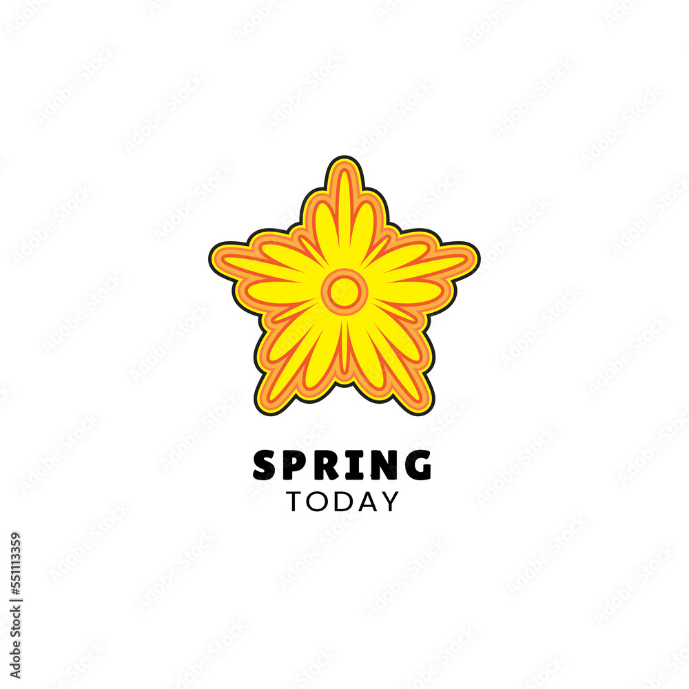 floral badge sticker with spring today slogan
