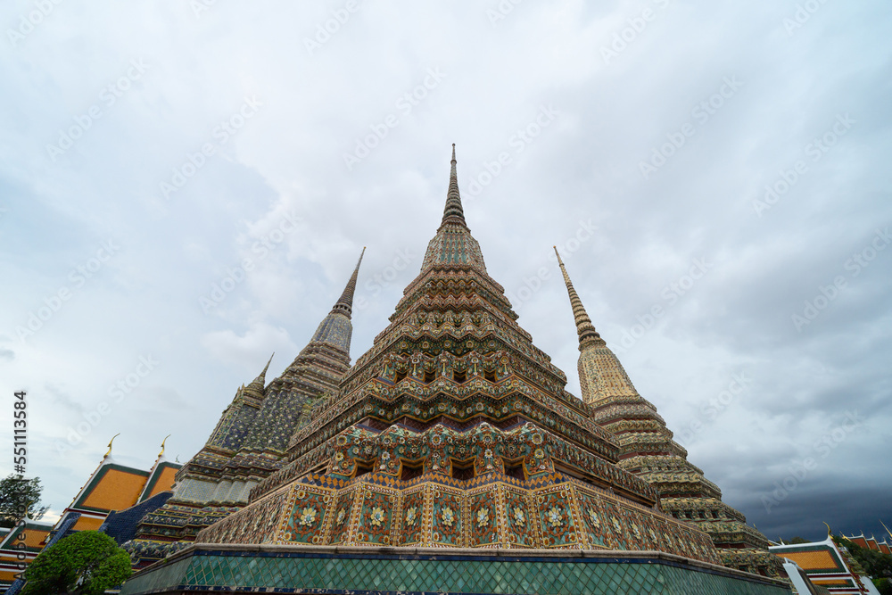 Fototapeta premium Wat Phra Chetuphon or Wat Pho, a Buddhist temple in Bangkok City, Thailand. Thai architecture buildings background in travel trip and holidays vacation concept.