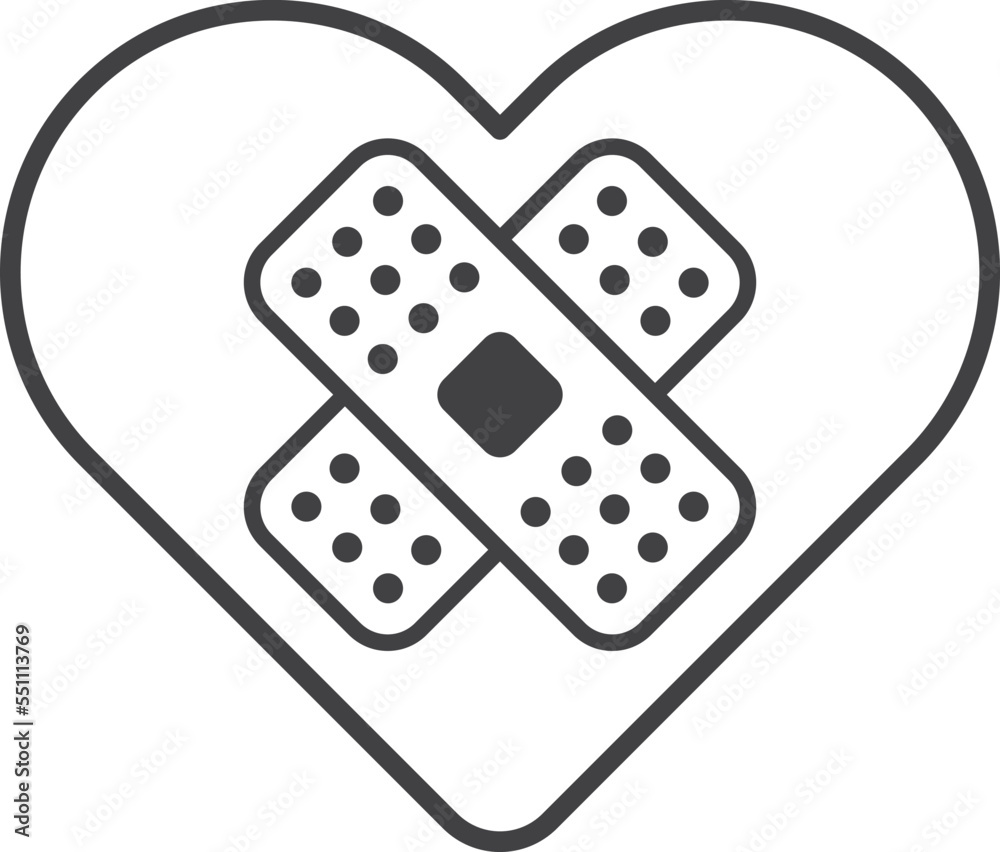 bandages and hearts illustration in minimal style bandages and hearts illustration in minimal style