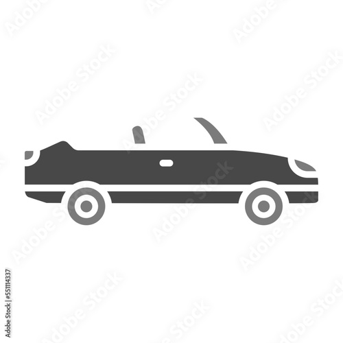 Convertible Car Greyscale Glyph Icon