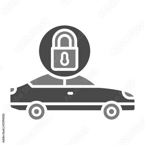 Locked Car Greyscale Glyph Icon