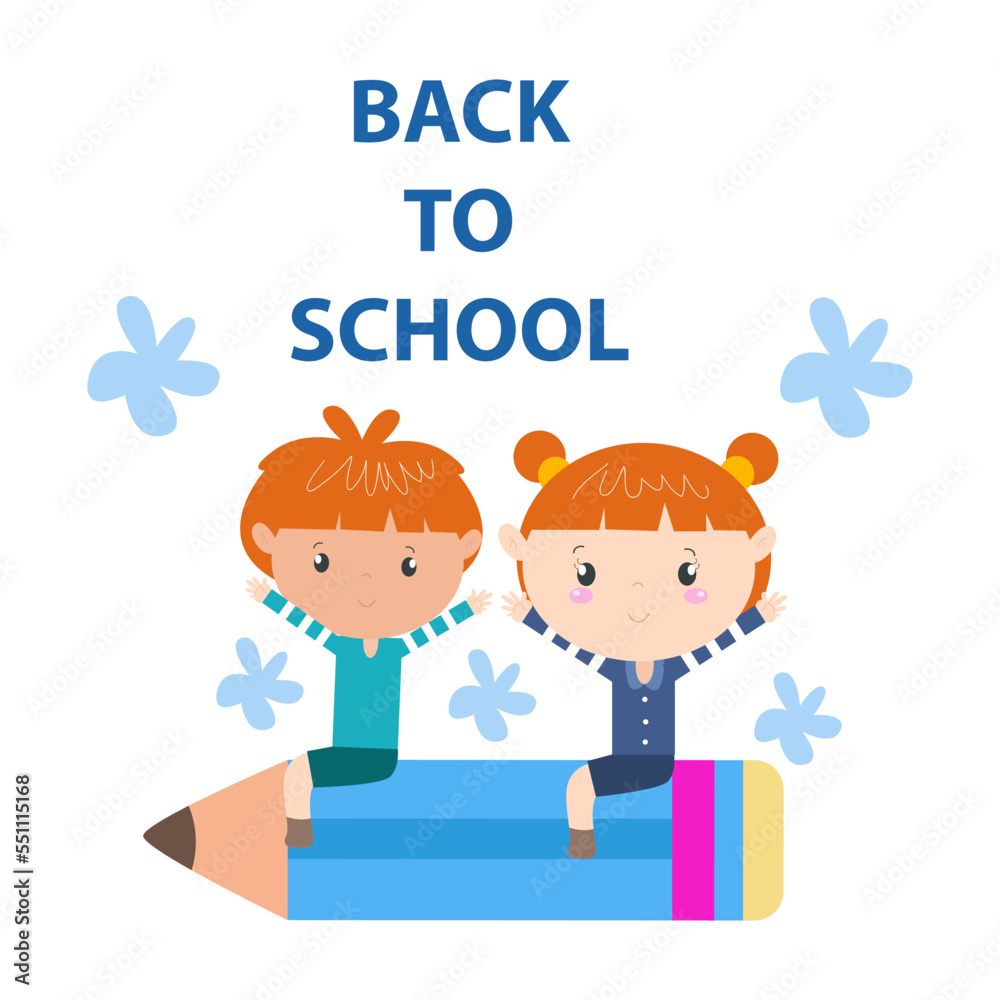 Cute characters and a concept of education for back to school Cute characters and a concept of education for back to school