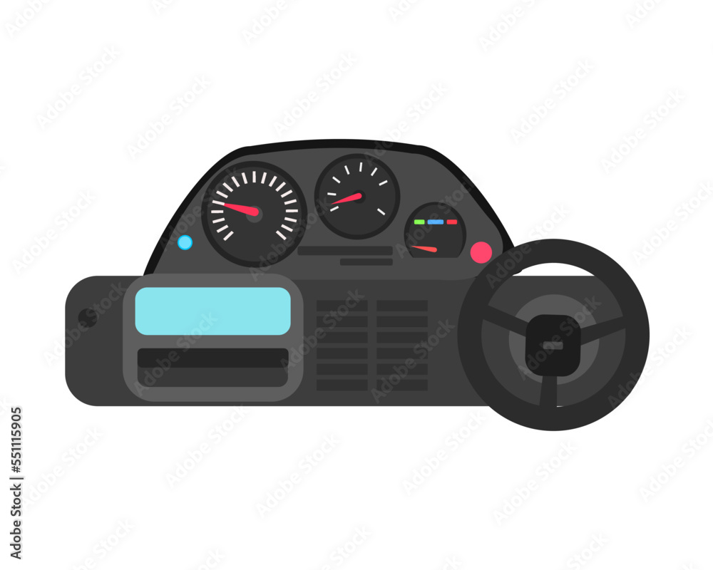 Car dashboard with speed display vector illustration