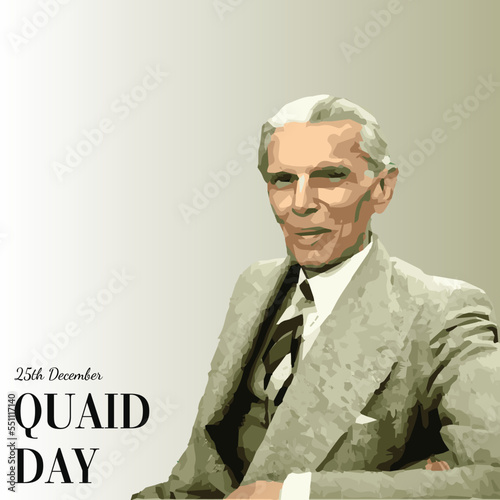 Quaid e Azam Day, founder of Pakistan, Celebration 25TH December, vector illustration, celebration day poster, art work of Quaid Azam