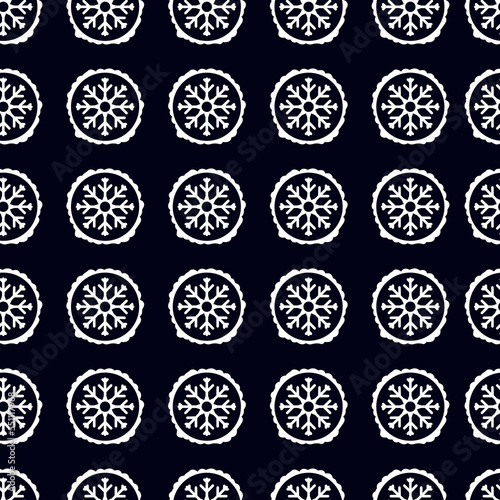 Seamless background with snowflakes on a dark background. Vector illustration. Suitable for greeting cards, wrapping paper. Merry Christmas, Happy New Year. Seamless winter pattern.