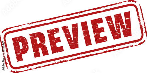 Preview grunge rubber stamp. Vintage old red color texture frame, Preview element for your product. Vector illustration.