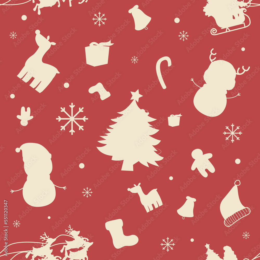 Christmas element on a red background pattern Christmas element on a red background pattern