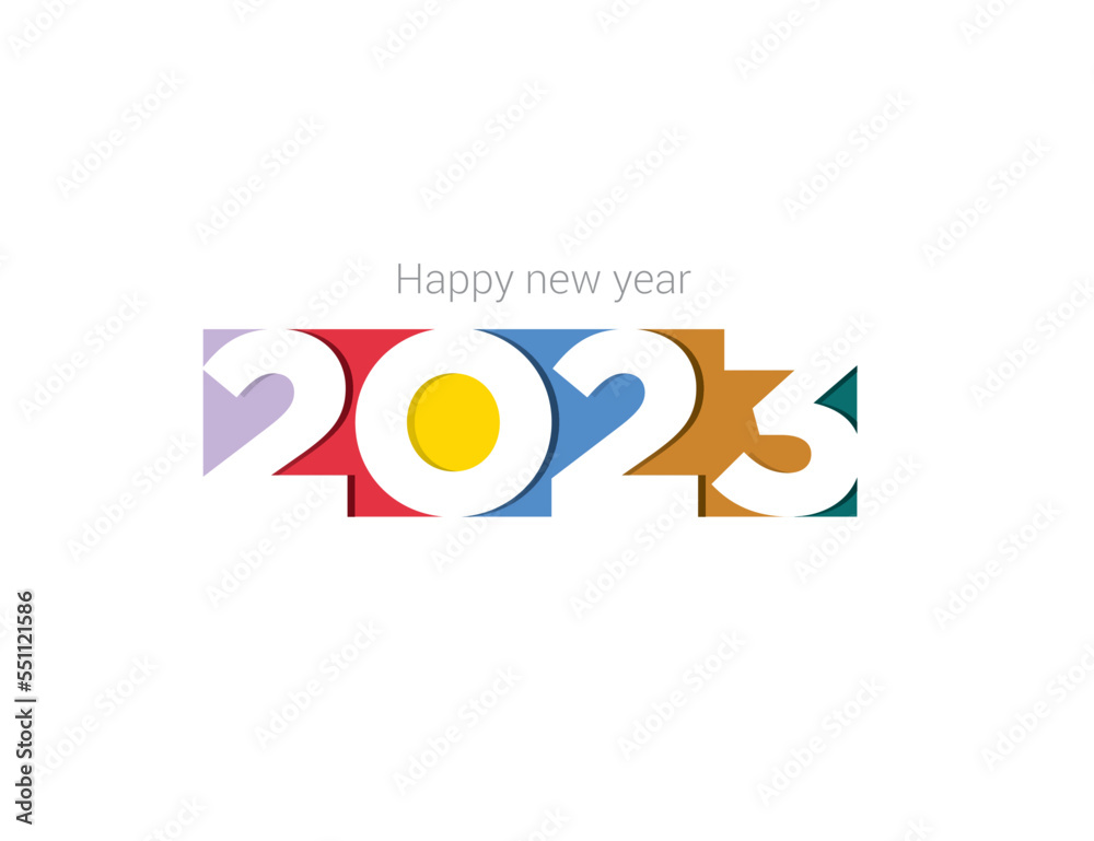 Happy new year 2023. colorful and interconnected new year 2023 logo design Happy new year 2023. colorful and interconnected new year 2023 logo design