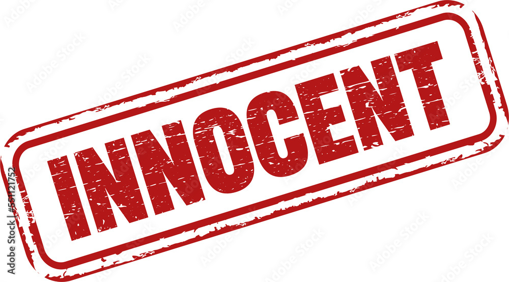 Innocent grunge rubber stamp. Vintage old red color texture frame, Innocent element for your